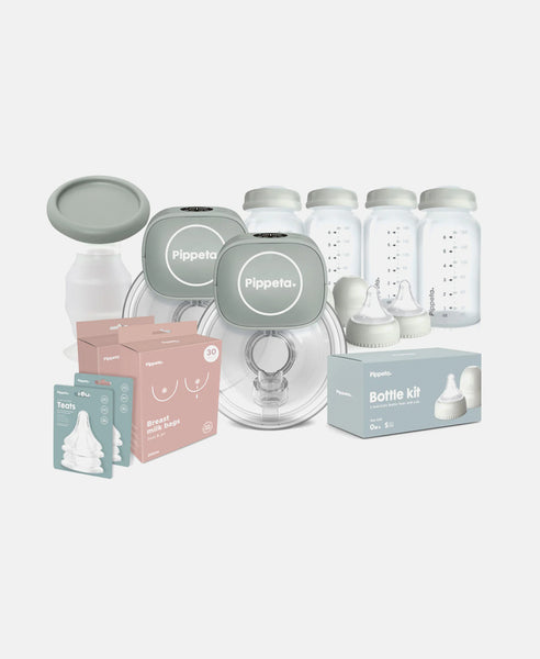 Pippeta LED Hands Free Wearable Breast Pump Feeding Bundle | Sea Salt