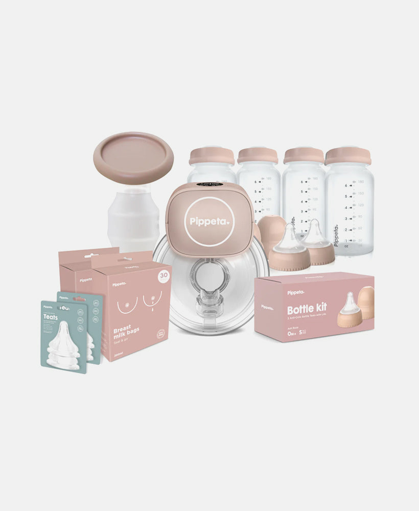 Pippeta LED Hands Free Wearable Breast Pump Feeding Bundle | Ash Rose