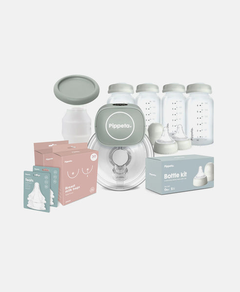 Pippeta LED Hands Free Wearable Breast Pump Feeding Bundle | Sea Salt