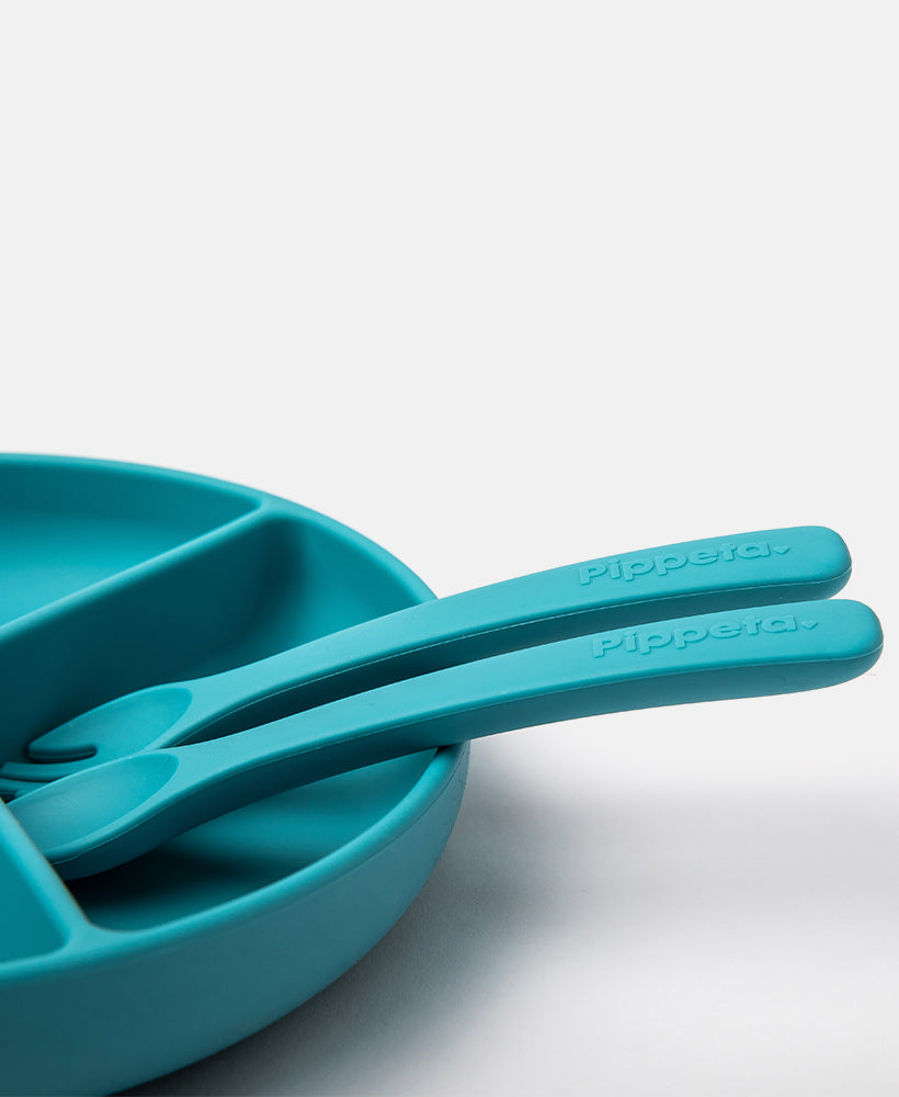 Pippeta Silicone Spoon & Fork | Aqua Blue