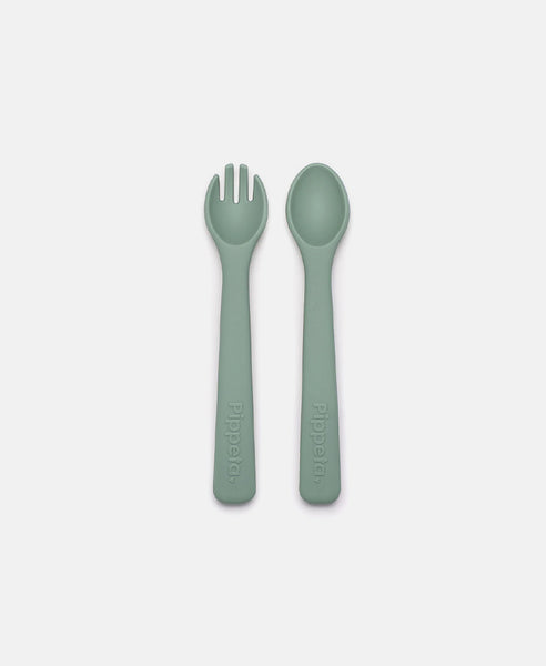 Pippeta Silicone Spoon & Fork | Meadow Green