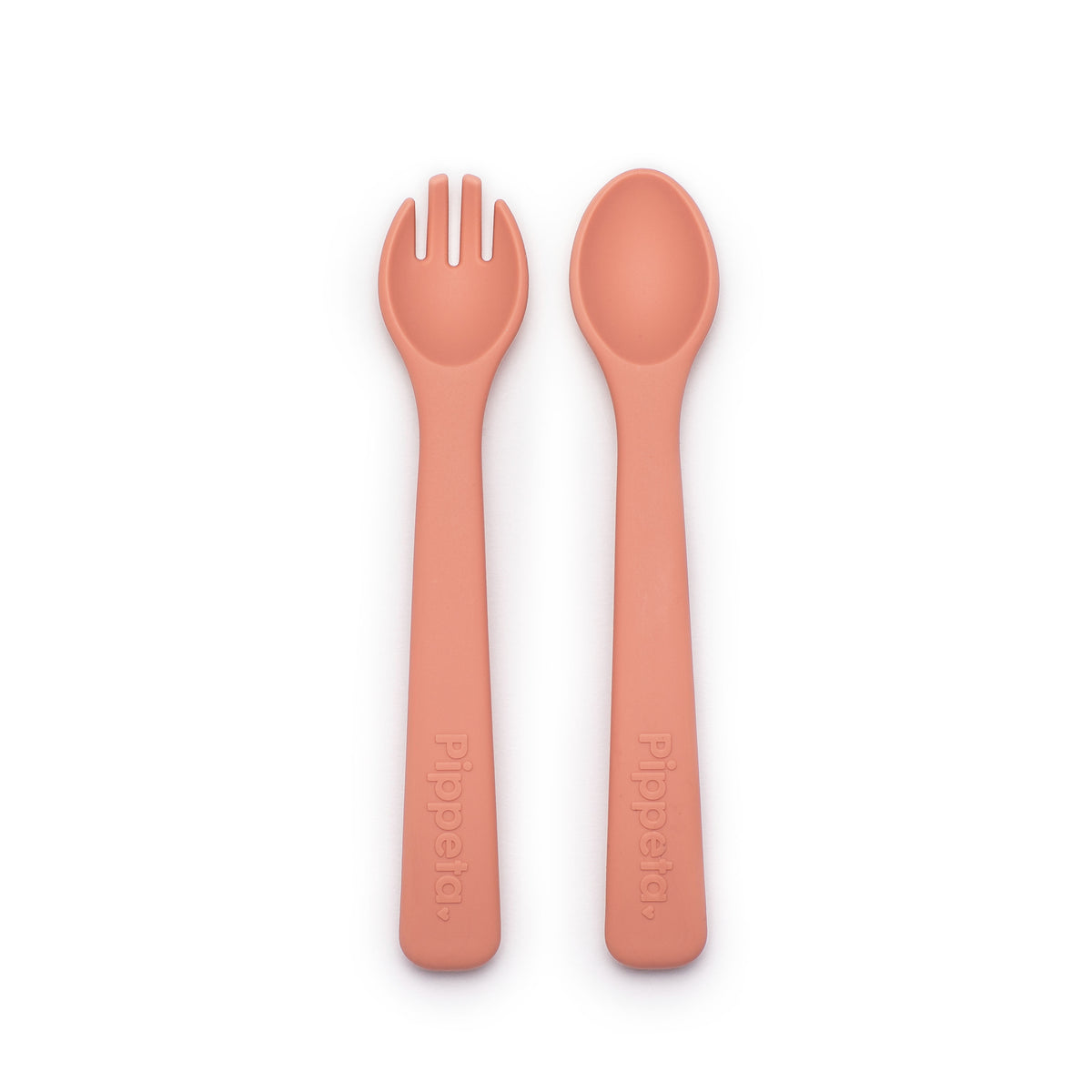 Pippeta Silicone Spoon & Fork | Coral Pink
