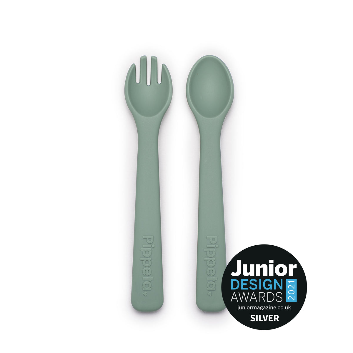 Pippeta Silicone Spoon & Fork | Meadow Green