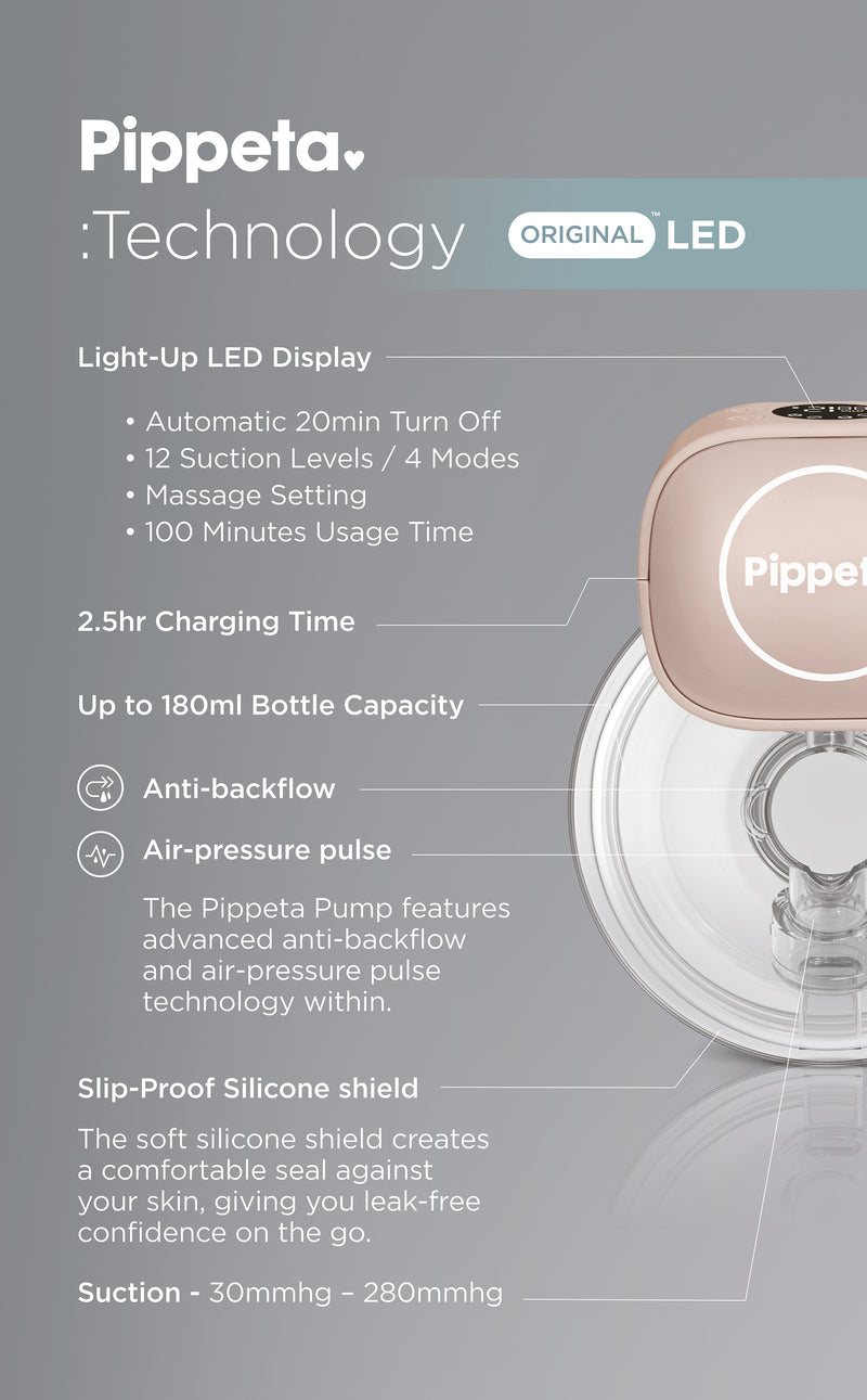 PIPPETA LED WEARABLE HANDS FREE BREAST PUMP Pippeta